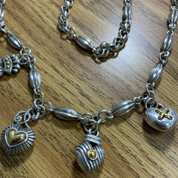 Silvertone heart ❤️ necklace multi chain belt EUC 17” - Picture 7 of 7